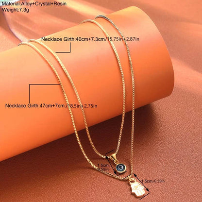 Lucky Double Layers Zircon Evil Eye Necklaces for Women Chain Turkish Eye Pendant Necklace Girls Party Jewelry Gift