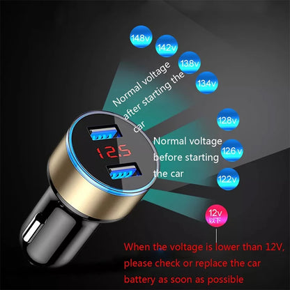 Dual USB Car Charger 3.1A QC3.0 LED Digital Fast Charging Charger Auto Cigarette Lighter Adapter 12V 24V For IPhone Xiaomi