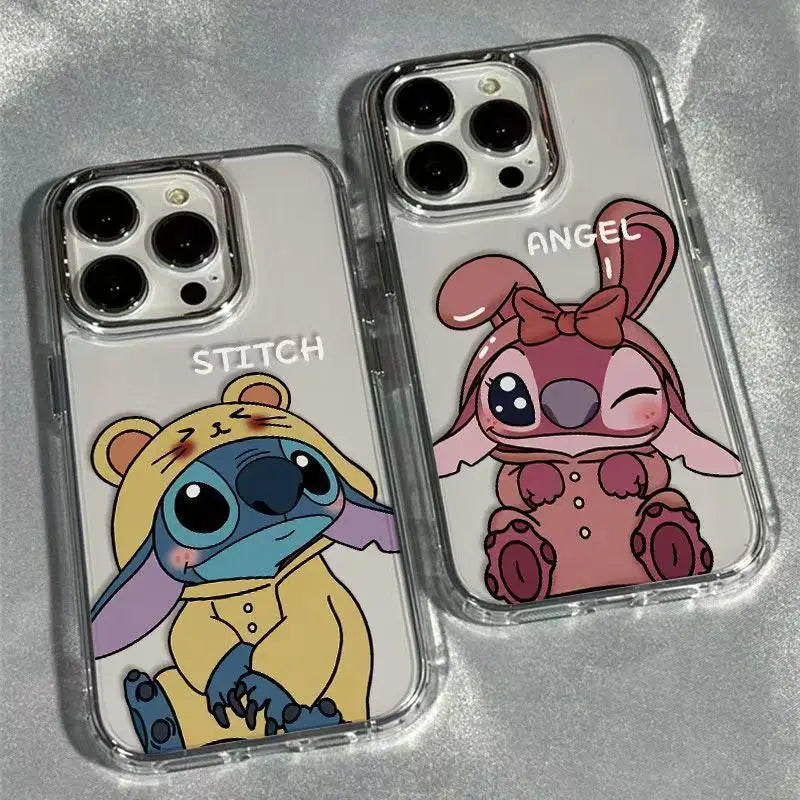 2024 Disney Stitch Cartoon Silicone Side Soft Phone Case Suitable for iPhone 15, 14, 13, 12,  Pro Max