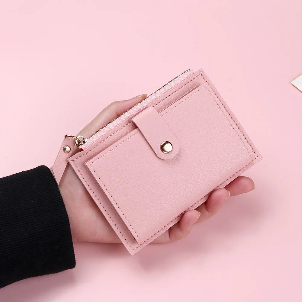 Women Short Wallet Fashion Simple PU Leather Small Purse Ladies Card Bag Women Clutch Bag Female Purse Money Clip Wallet