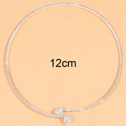 Fashion Rhinestone Heart Collar Choker Necklace for Women Simple Open Collar Necklace Torques Jewelry Accessories