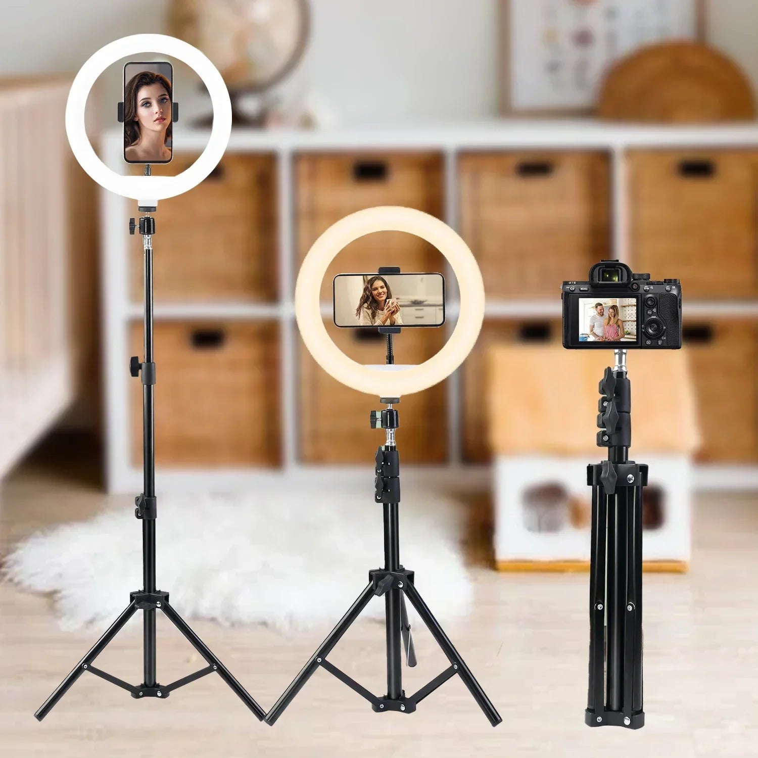 Zomei 10/12in RGB Selfie Ring Light Tripod 110CM LED Fill Light Photography Stand Holder For Mobile Phone Camera Smartphone