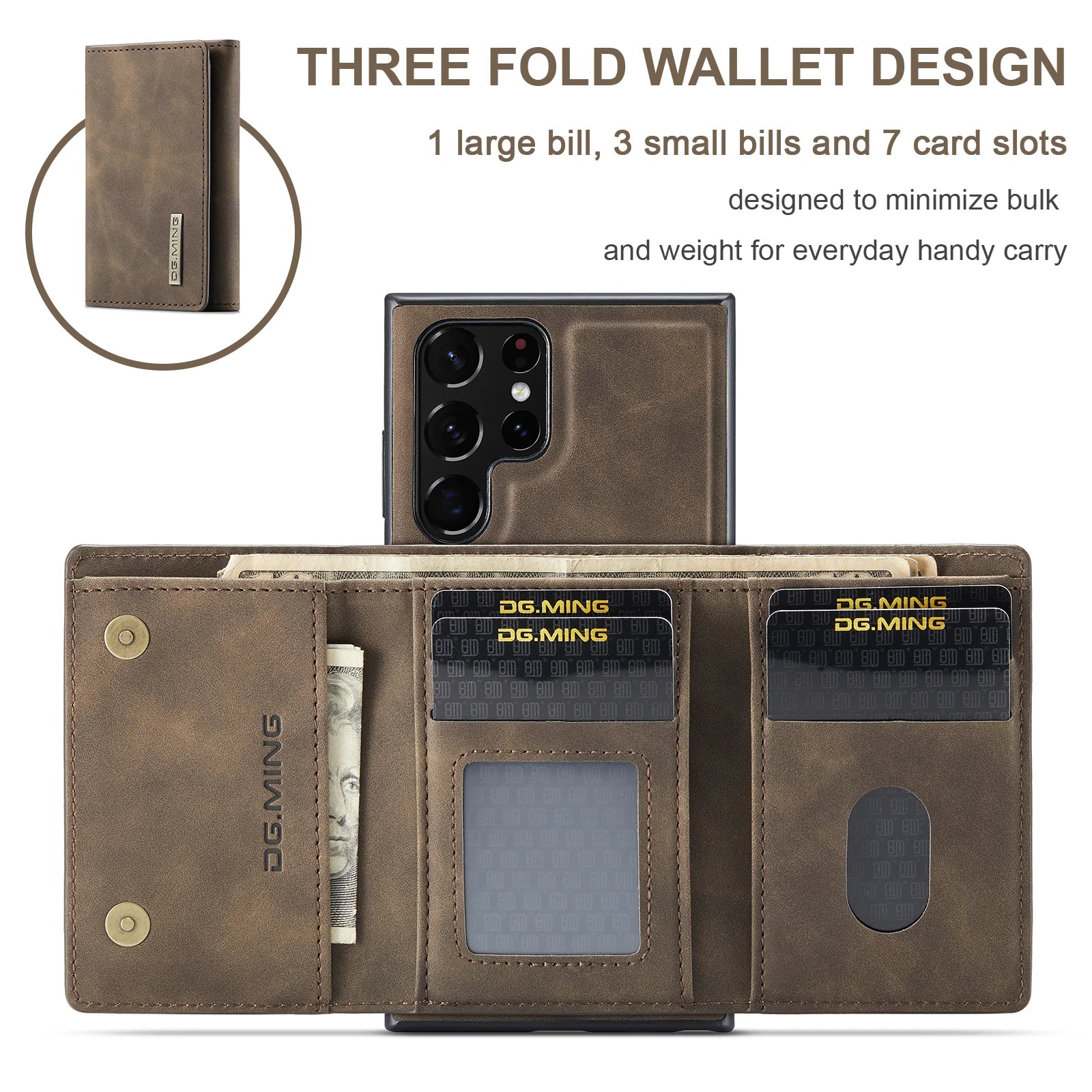 Magnetic Card Holder Leather Wallet Samsung Galaxy S24 S23 Ultra S22 S21 Plus  Business Case Shockproof Cover