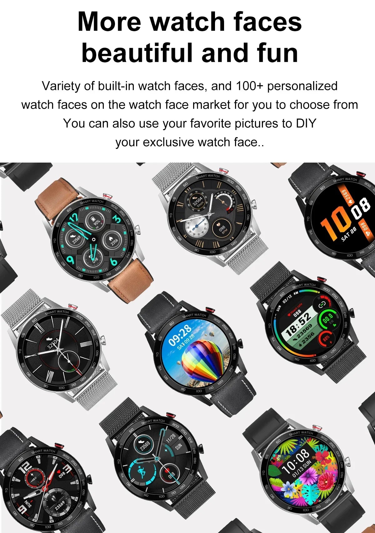 2024 New Bluetooth Call Smart Watch Men Waterproof Sport Fitness Tracker Weather Display Man Smartwatch For Huawei IOS GT3 Watch