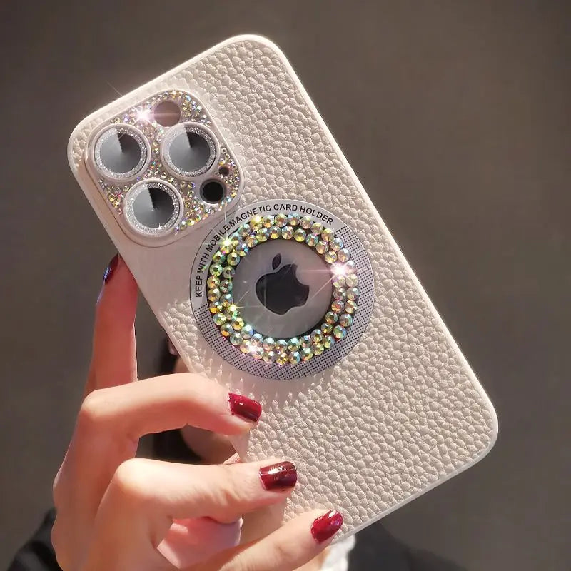 Luxury Glitter Bling Diamond Rhinestone Leather Phone Case For iPhone 15 14 13 12  Pro Max 14 15 Plus 2024 New Anti-fall Cover