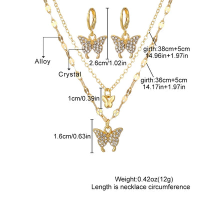 Necklaces Suits Wedding Fashion Butterfly Pendant Necklace &amp; Earrings Set New Trend-Crystal Jewelry Set For Women Girls Gifts