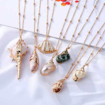 Bohemia Conch Shells Necklace Sea Beach Shell Pendant Necklace For Women Female Shell Cowrie Summer Party Gift Jewelry