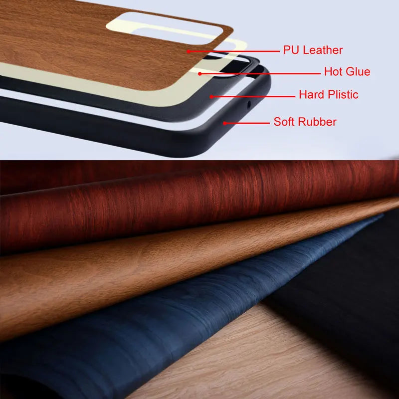 Case for Xiaomi Redmi 13 12 10 9 8 6 5 Plus 12C 10A 10C 9A 9C 8A 4G 5G funda bamboo wood pattern Leather cover for redmi 13 case