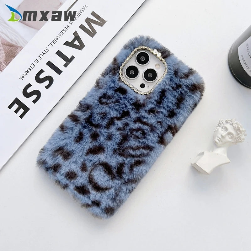 Fashion Plush Fur Phone Case For Xiaomi Redmi 10 9T 9C 9A 9 Note 11 10 8 9 7 6 Pro Max 10S 9T 9s 8T Leopard Fluffy Soft Case