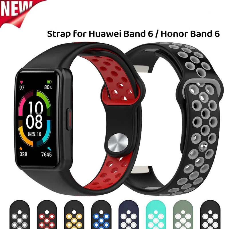 Soft Silicone Strap for Huawei Band 6 Dual Colors Smart Watch Wristband Sport TPU Replacement Bracelet For Honor Band 6/7 Strap