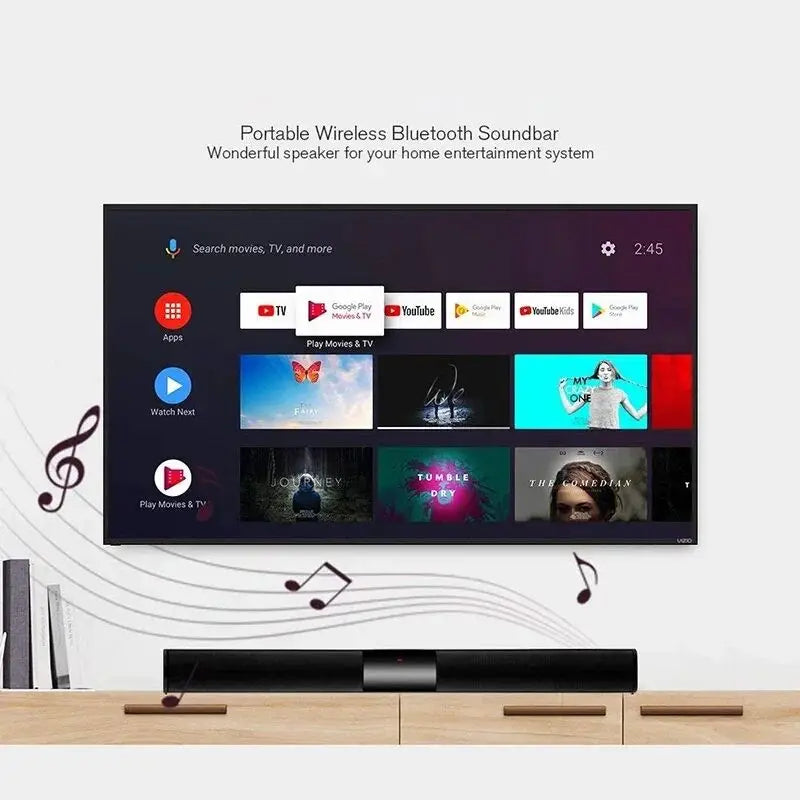 مكبر صوت لاسلكي بتقنية البلوتوث عالي الجودة من Soundbar، مسرح منزلي، تلفزيون، كمبيوتر، صدى حائط، ستيريو محيطي، راديو FM، جهاز تحكم عن بعد، مكبر صوت فرعي