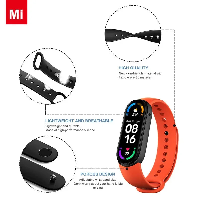 Watchband For Xiaomi Mi Band 7 6 Bracelet Silicone Sport Watch Wristband Miband 4 Belt Pulsera Correa Mi Band 3 4 5  Accessories