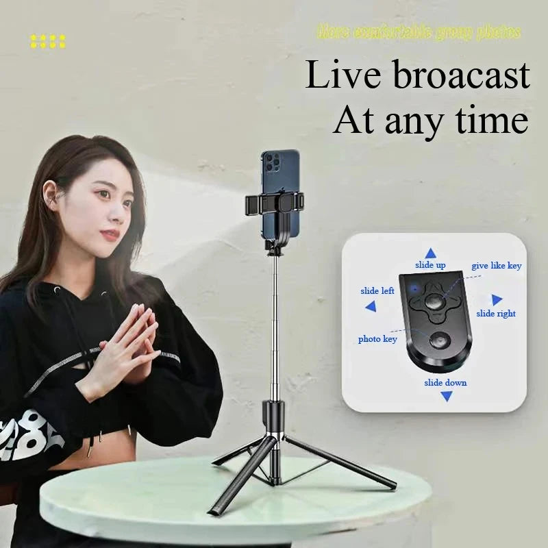 1.67M Bluetooth Wireless Selfie Stick Live Broacast Stand Holder Tripod Foldable With Fill Light Remote shutter For Smartphones