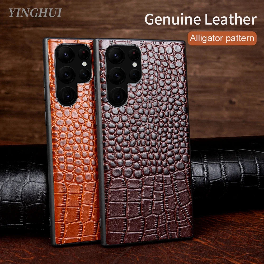 Genuine Leather Cover Case for Samsung Galaxy S22 Ultra S23 S21 S20 FE S10 Plus Note 20 10 A53 A51 A52 5G A72 A71 Phone Shell