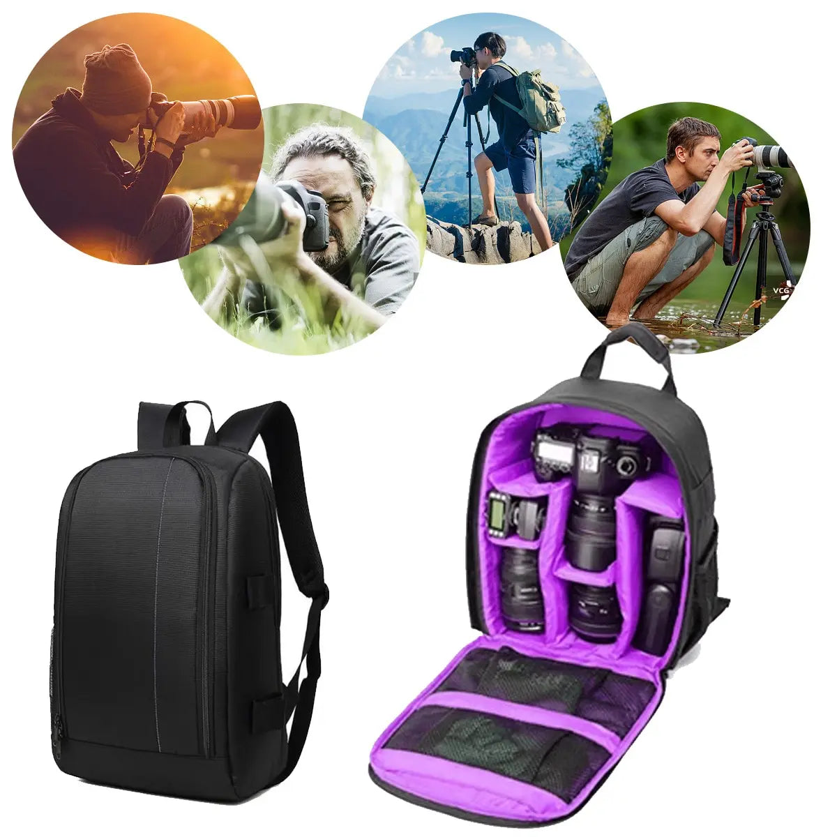 Multi-functional Camera Bag Nikon Canon Digital Lens Outdoor Photography Backpack Lightweight Waterproof Fabric Large Capacity