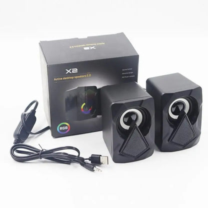 RGB PC Speakers For Desktop Subwoofer Speaker System With Colorful RGB Lights Clear Sound Multimedia 2Pcs Plug &amp; Play Speakers