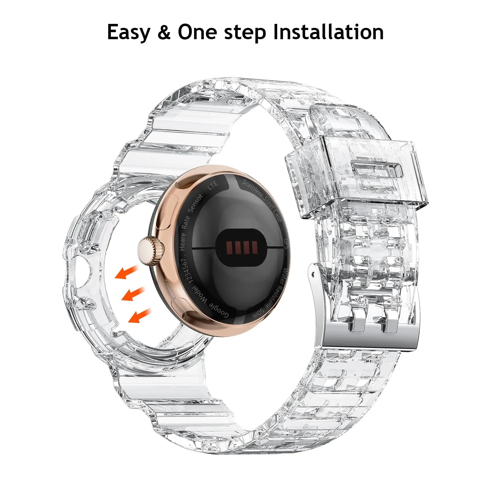 Transparent Case+Soft TPU For Google Pixel Watch 2 Band Accessories Sport Smartwatch Integrated wrist Bracelet Pixel Watch strap