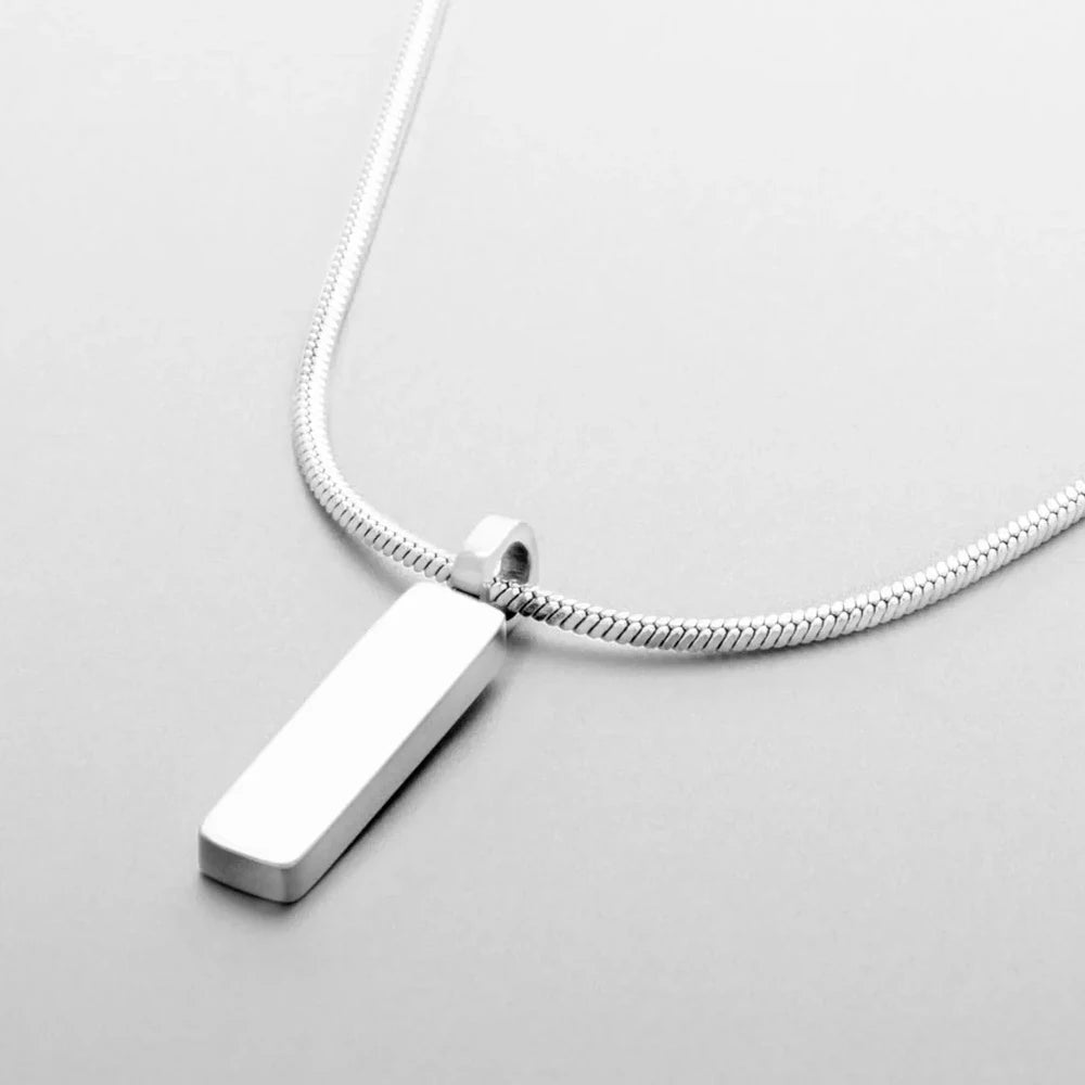 ELANDIS Simple Square Pendant Necklace Stainless Steel Gold-Plated Men&