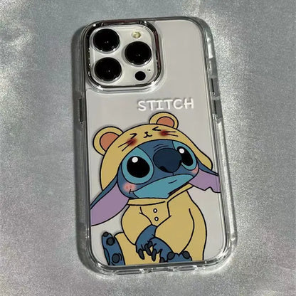 2024 Disney Stitch Cartoon Silicone Side Soft Phone Case Suitable for iPhone 15, 14, 13, 12,  Pro Max