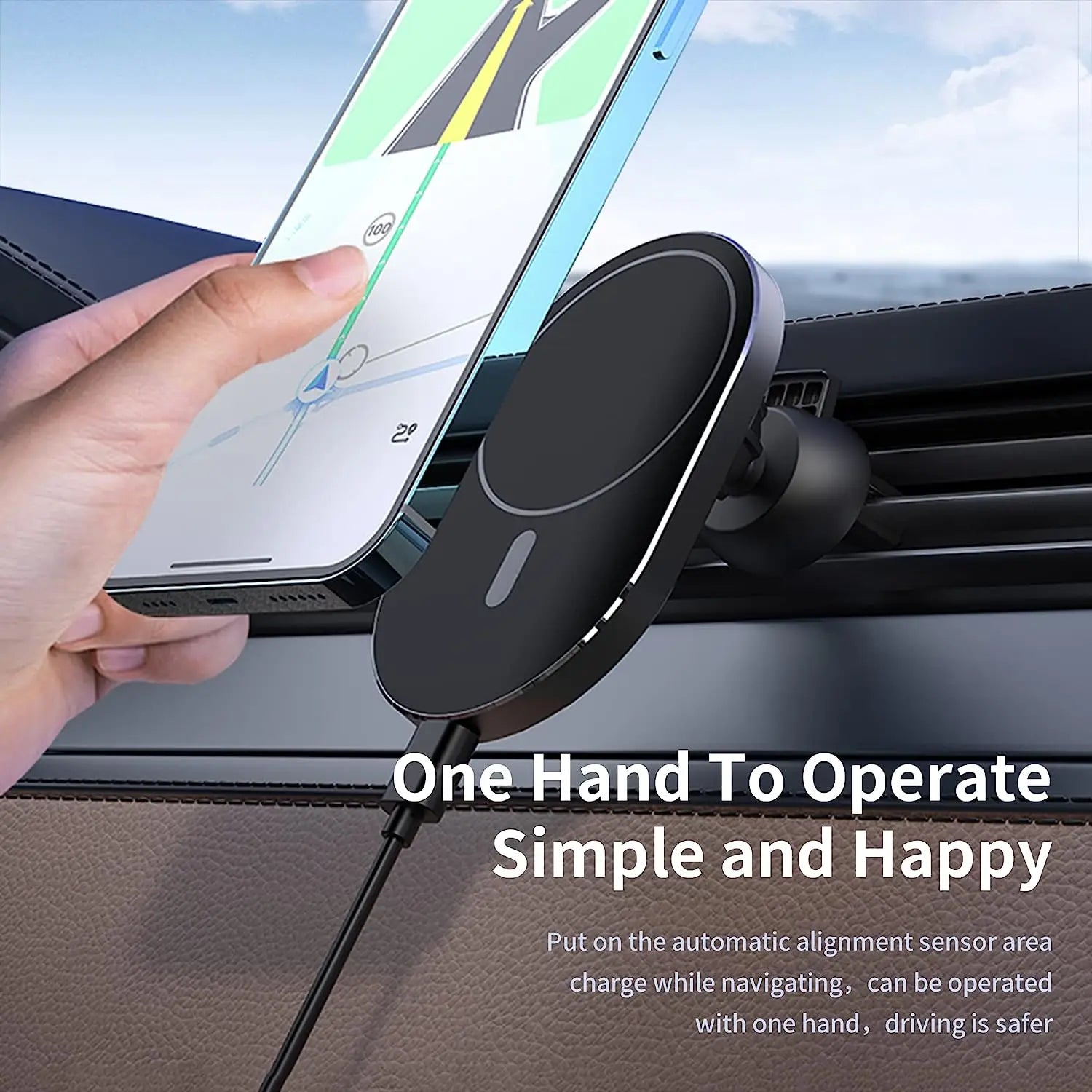 100W Magnetic Car Wireless Charger Air Vent Holder Mount for macsafe iPhone12 13 14 15Pro Max Mini Fast Car Charging Phone Stand