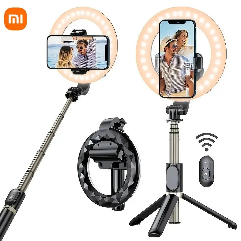 Xiaomi Wireless Remote Selfie Stick with Tripod Stand Phone Holder Portable Unplugged Dimmable LED Ring Light for Live Stream