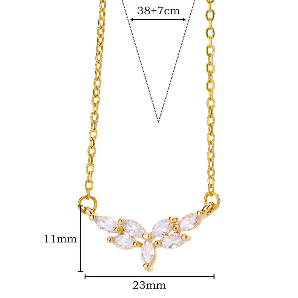 Vine Water Drop Zircon Stainless Steel Necklaces For Women Gold Color Pendant Necklace Luxury Party Aesthetic Jewelry Gift BFF