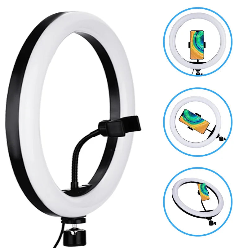 Selfie Ring Light 10&quot; RGB With Tripod Stand Fill LED RingLight Phone Photography Rim Light Live Video Shoot Makeup Circle Lamp