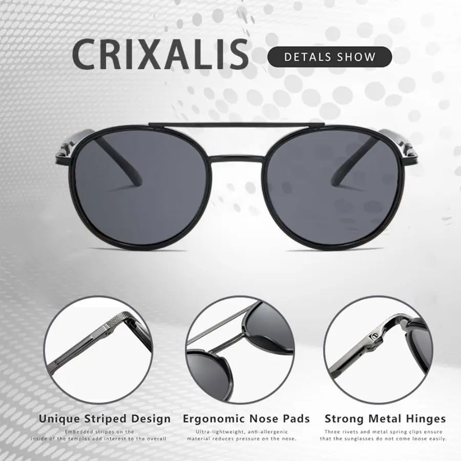 CRIXALIS Retro Round Polarized Sunglasses Men Women 2024 Fashion Metal Vintage Sun Glasses Male Hippie Punk Shades Female UV400