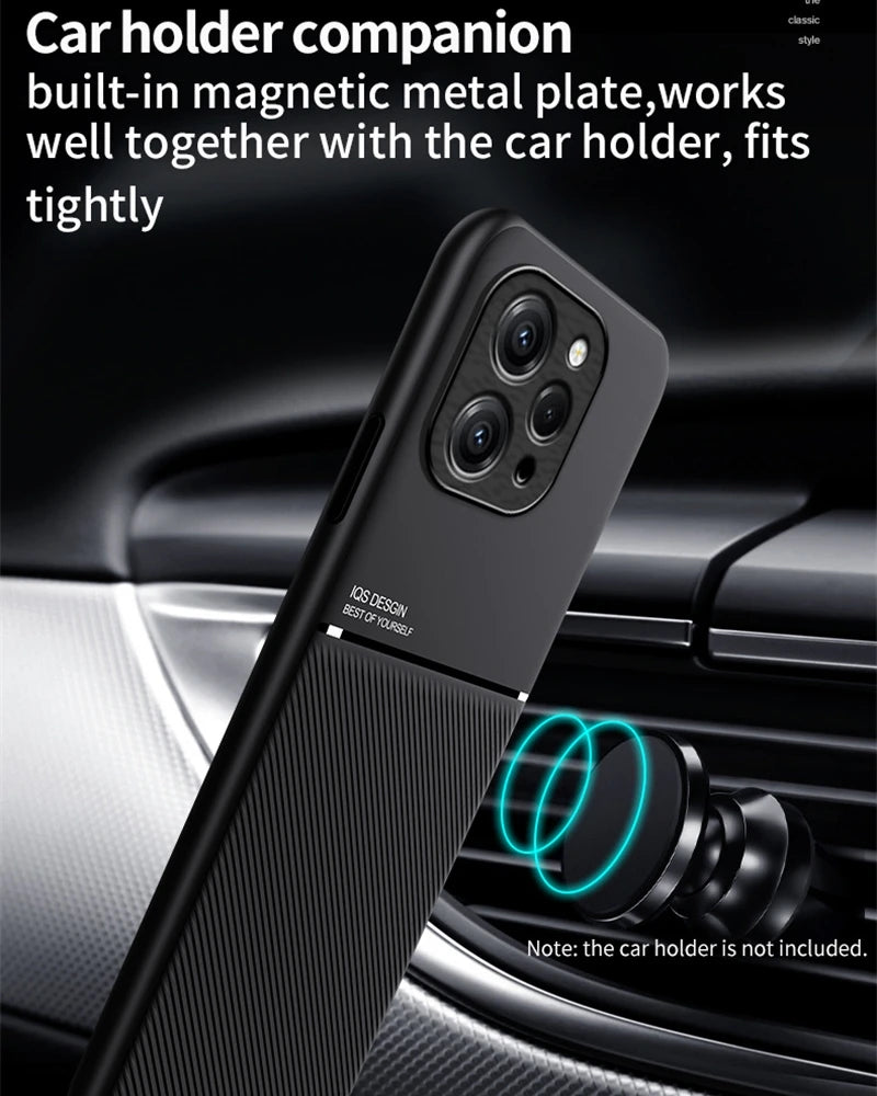 For Xiaomi Redmi 12 4G Case Car Magnetic Holder Leather Phone Cases For Redmy Redmi 12 Redmi12 4g 2023 Soft Silicone Back Cover