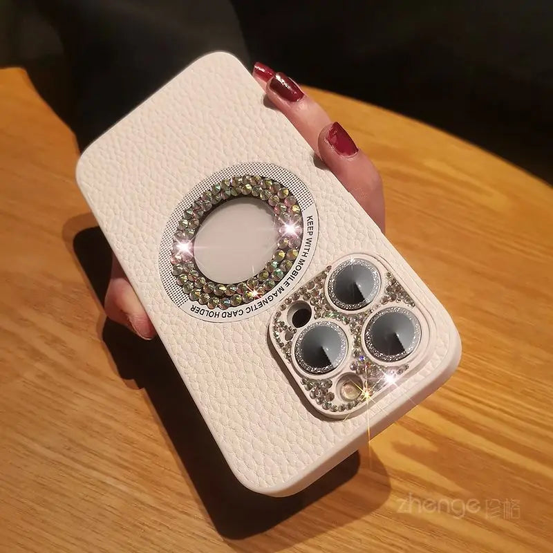 Luxury Glitter Bling Diamond Rhinestone Leather Phone Case For iPhone 15 14 13 12  Pro Max 14 15 Plus 2024 New Anti-fall Cover