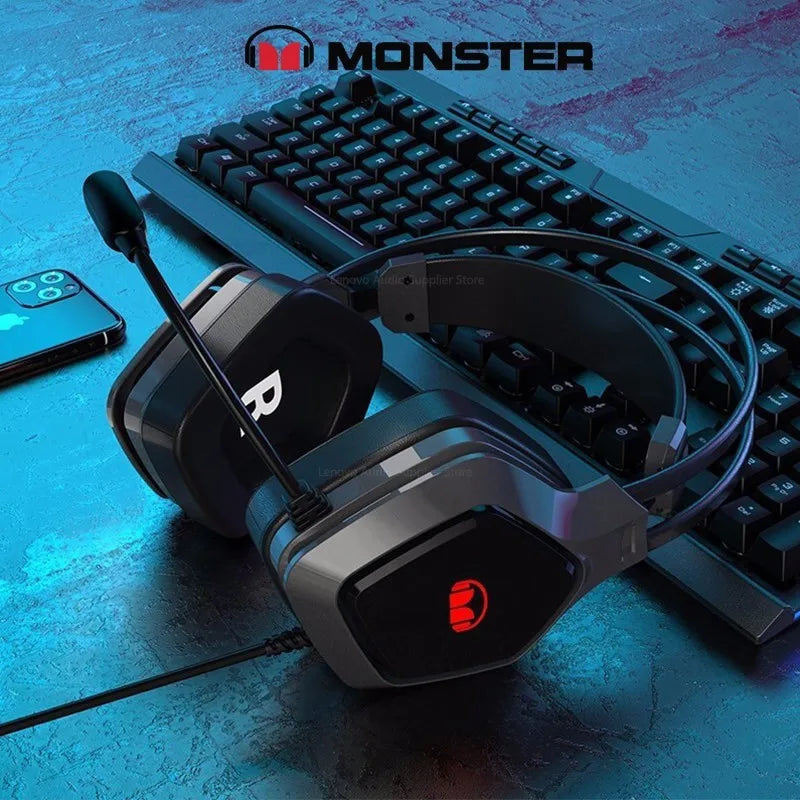 سماعات Monster N1 N1S الأصلية 3.5MM/USB للحد من الضوضاء وسماعات الألعاب اللاسلكية وسماعات الرأس ذات زمن الوصول المنخفض