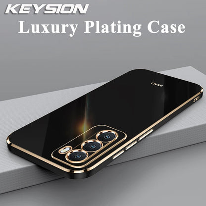 جراب KEYSION الفاخر المطلي لهاتف OPPO Reno12 Pro 5G، غطاء خلفي مربع مقاوم للصدمات من السيليكون الناعم TPU لهاتف OPPO Reno 12 Pro 5G