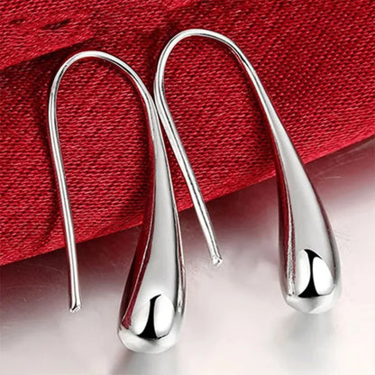 Fashion S925 Silver Needle Earrings Ring Bracelet Set Simple Personality Womens Water Drop Four-piece Jewelry Set for Women Gift